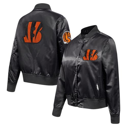 Pro Standard Women's Black Cincinnati Bengals Jeweled Satin Full-snap Jacket In Black