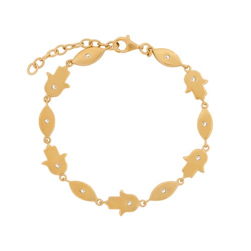 Karma And Luck Illuminated Paths Evil Eye & Hamsa Gold Bracelet In Gold
