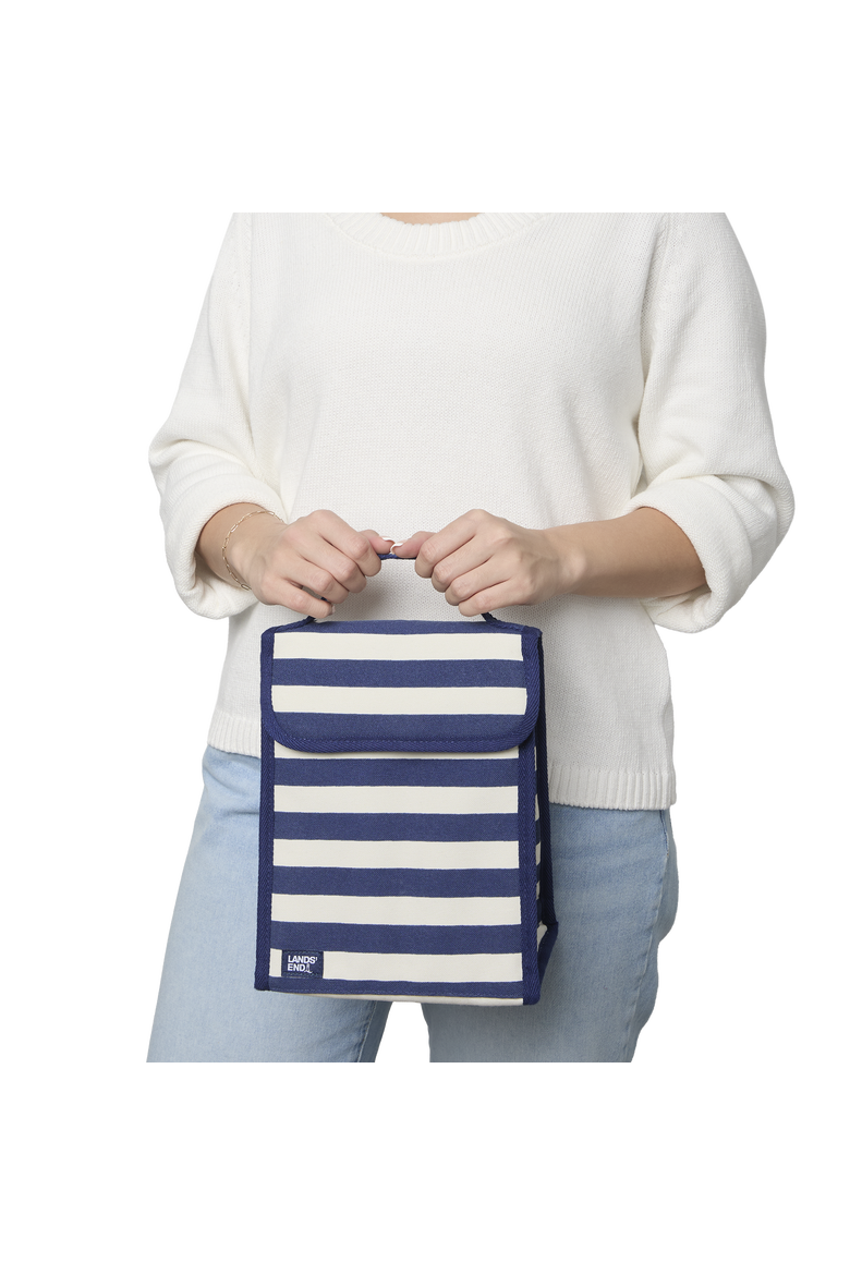 Small Cooler Bag Polyester Canvas, Soft Cooler Lunch Box, Alternate, color, Navy Stripe
