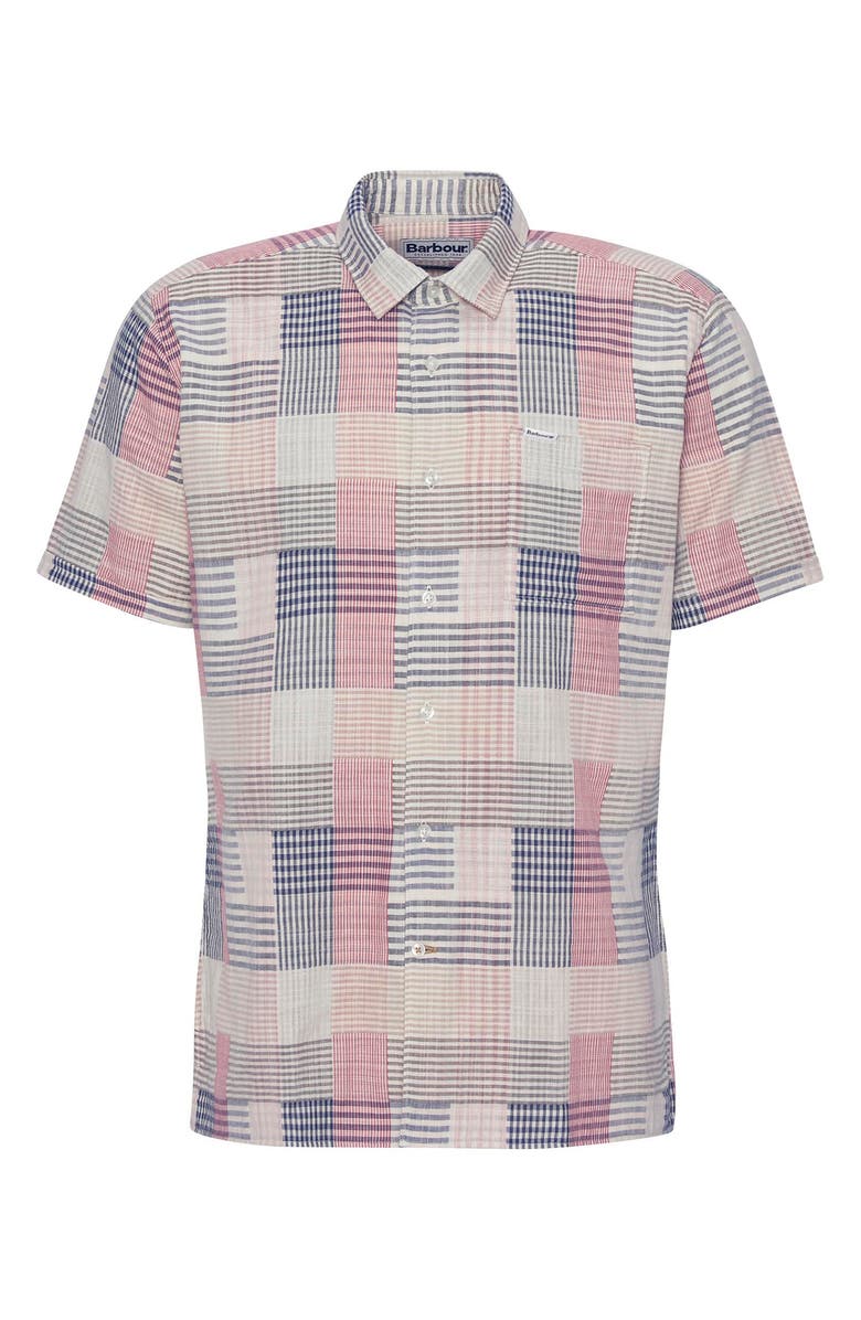 Barbour Oakshore Patchwork Print Short Sleeve Slub Cotton Button-Up Shirt, Alternate, color, 