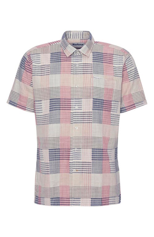 Barbour Oakshore Patchwork Print Short Sleeve Slub Cotton Button-up Shirt