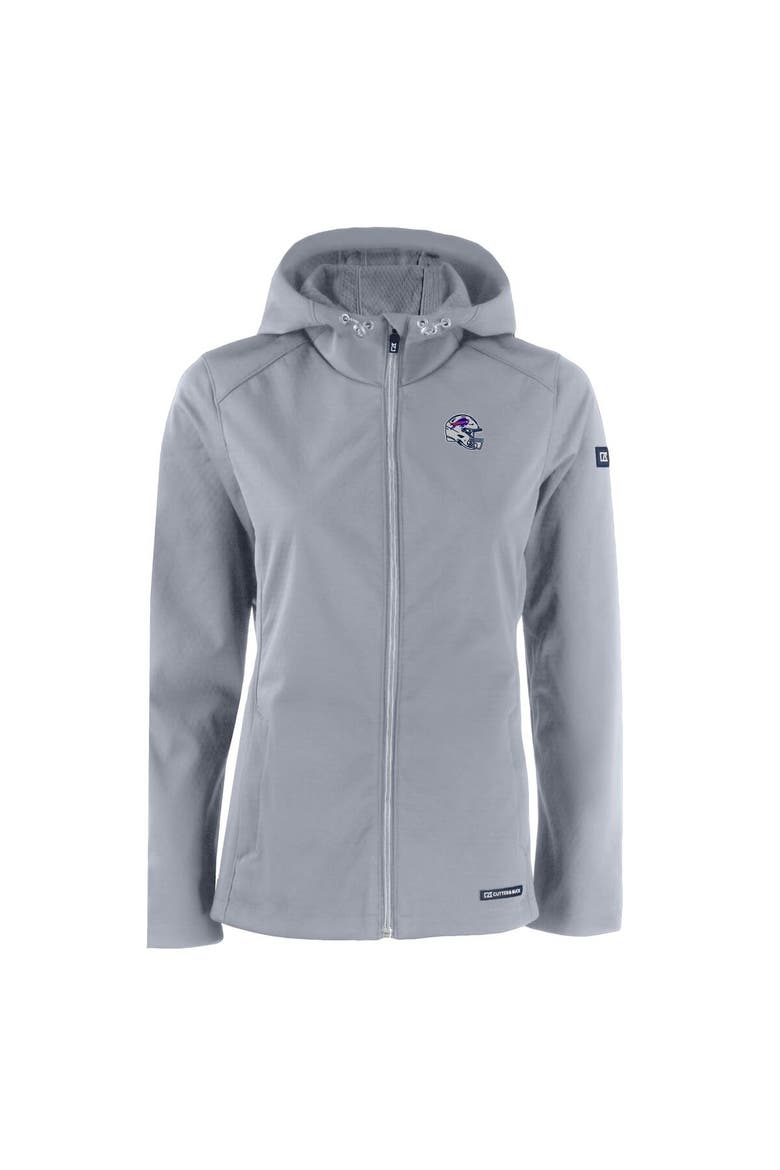 Women's Cutter & Buck Gray Buffalo Bills Evoke Eco Softshell Recycled Full-Zip Hooded Jacket, Alternate, color, Gray