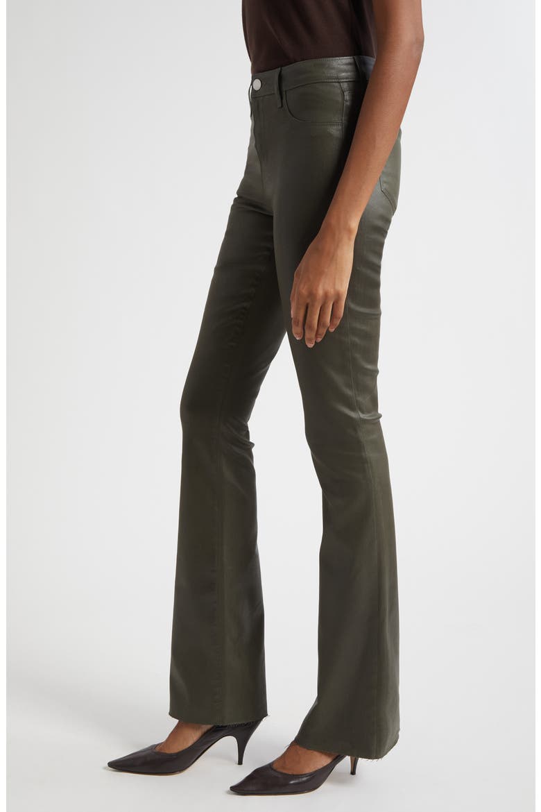 Ruth Coated High Waist Raw Hem Straight Leg Jeans, Alternate, color, DEEP OLIVE COATED