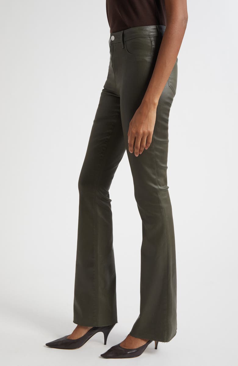 L'AGENCE Ruth Coated High Waist Raw Hem Straight Leg Jeans, Alternate, color, Deep Olive Coated