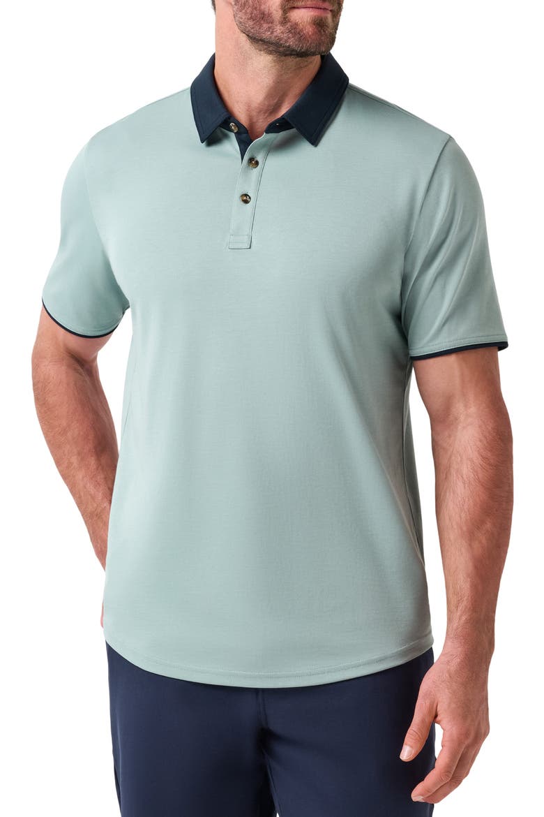 All Day Social Club Contrast Collar Cotton Blend Polo Shirt, Main, color, ARONA
