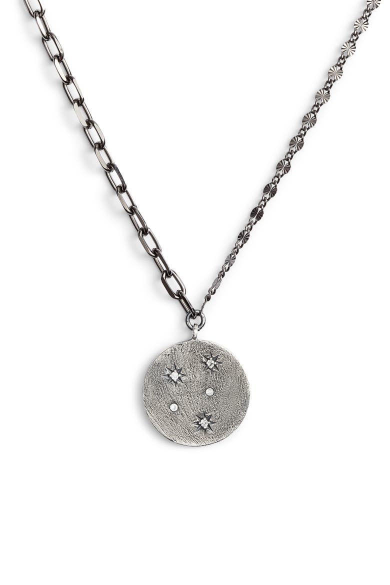 Lara Starburst Pendant Necklace, Main, color, BLACK