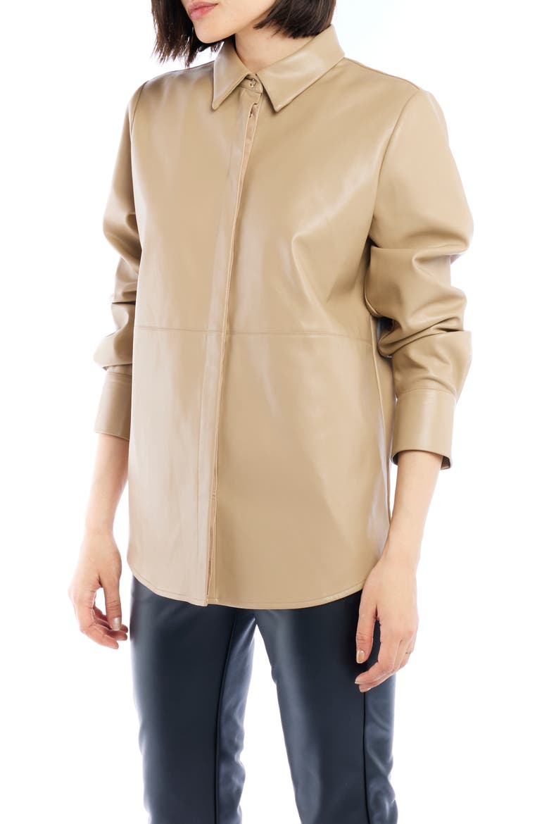 Max Faux Leather Shirt, Alternate, color, TAUPE