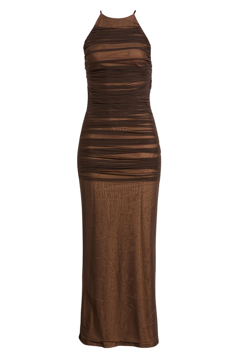 Marceline Mesh Body-Con Cocktail Dress, Alternate, color, BROWN