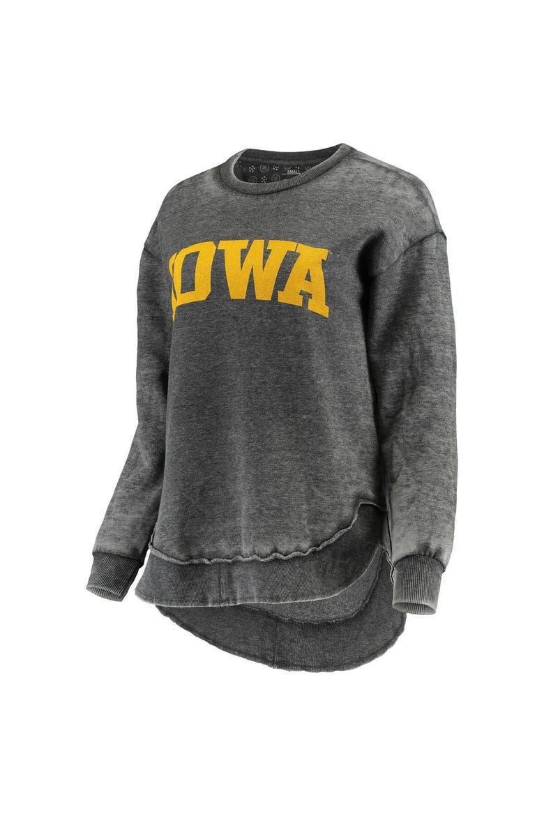 Women's Pressbox Black Iowa Hawkeyes Vintage Wash Pullover Sweatshirt, Alternate, color, Black