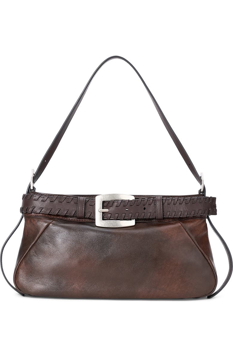 STAUD Brooklyn Leather Shoulder Bag, Main, color, Espresso Distressed