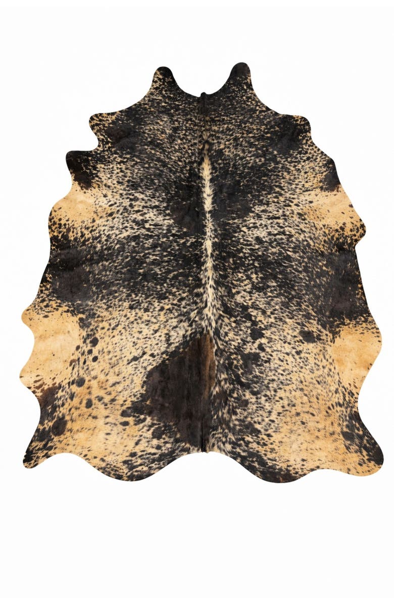 Rhacam Eco Hides Lazlo Black Speckled Cowhide Rug 8'1" x 6'3", Main, color, Black Speckled