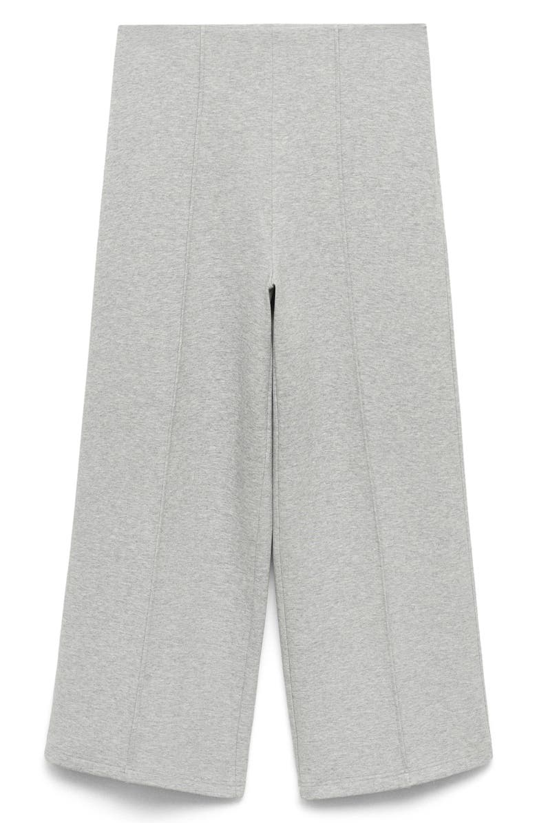 MANGO Wide Leg Crop Pants, Alternate, color, Medium Heather Grey