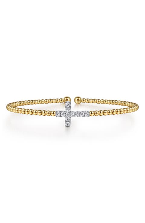 Diamond Cross Beaded Cuff Bracelet