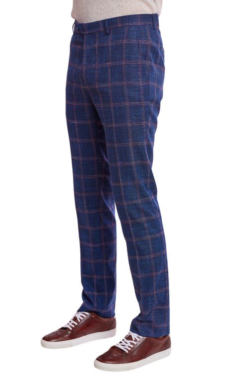 Paisley & Gray Downing Slim Flat Front Windowpane Dress Pants In Blue