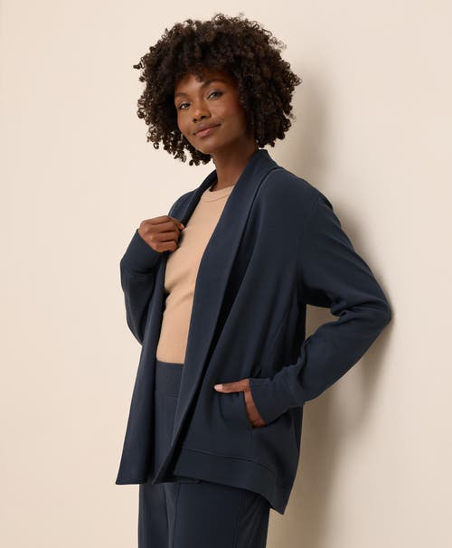 Pact Airplane Short Drape Cardigan In Blue