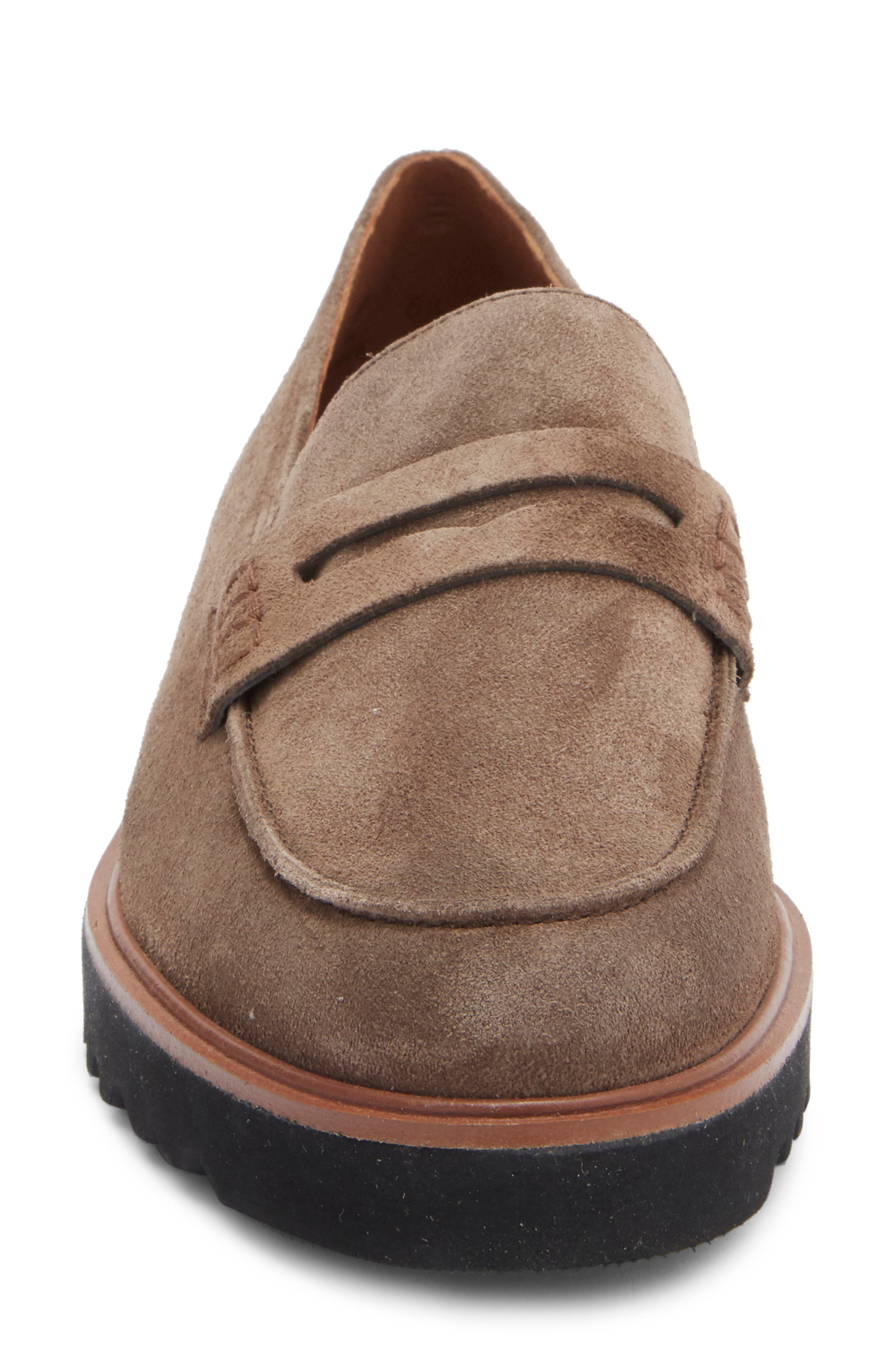 Carmel Lug Penny Loafer, Alternate, color, EARTH SOFT SUEDE