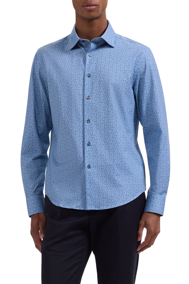 James OoohCotton® Geo Print Button-Up Shirt, Main, color, COBALT