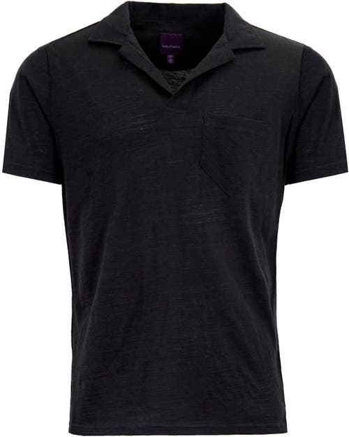 Lords Of Harlech Bobby Merino Wool Johnny Collar Polo City Geo In Black