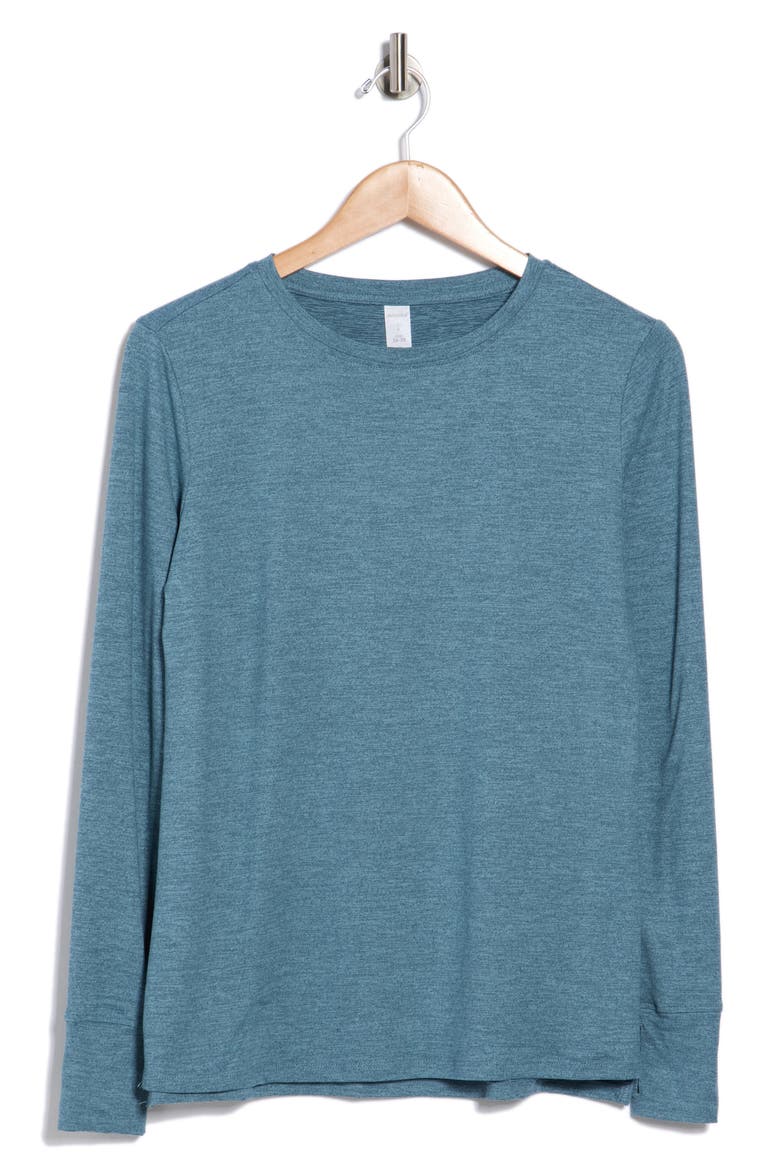 Harper Long Sleeve Active Top, Alternate, color, HEATHER TIDAL