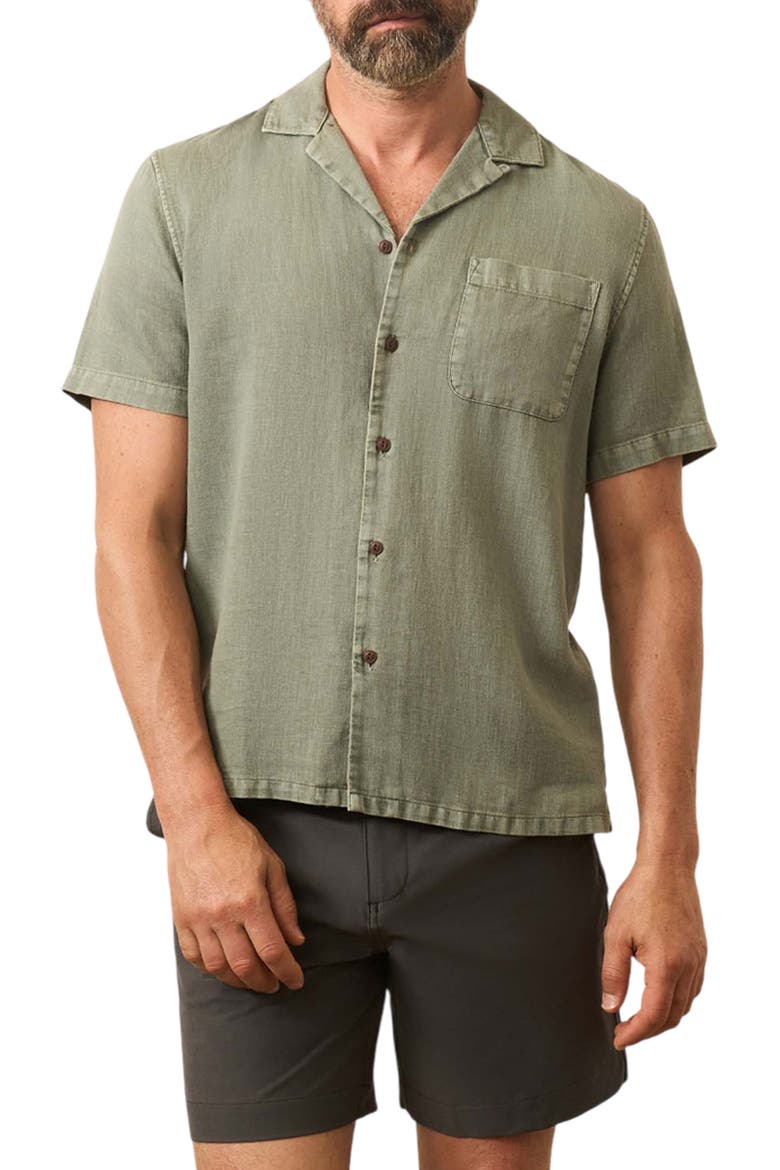 Hemp Blend & Organic Cotton Camp Shirt, Main, color, OLIVE DUSK