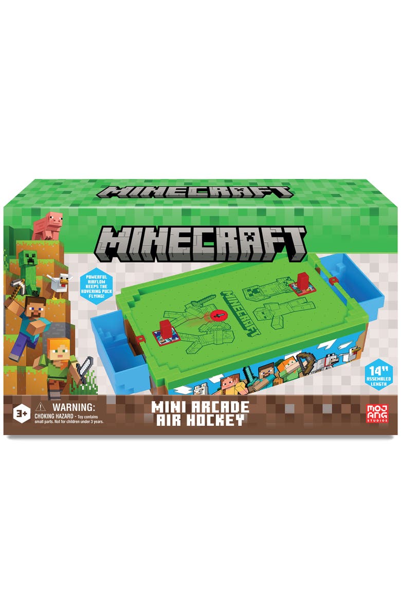 MINECRAFT Mini Arcade Air Hockey, Overworld, 14 Inch Motorized Tabletop Game, Main, color, Multicolored