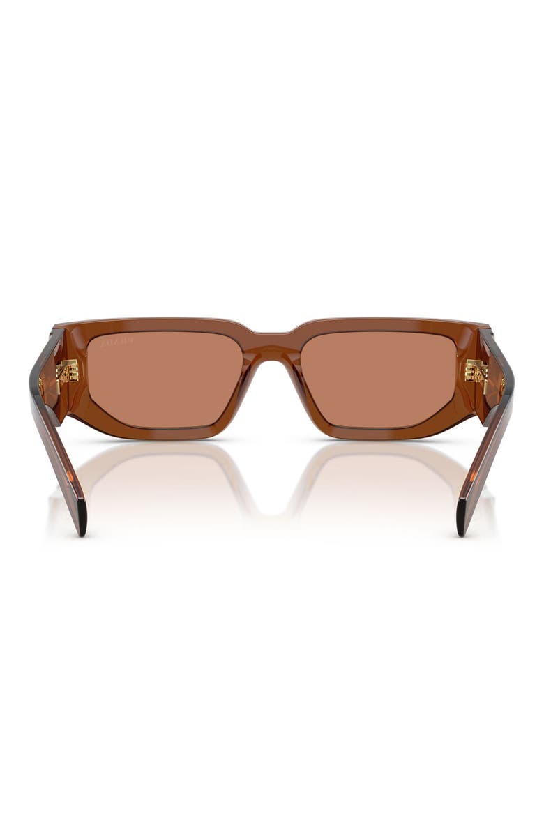 56mm Rectangular Sunglasses, Alternate, color, DARK TRANSPARENT / BROWN