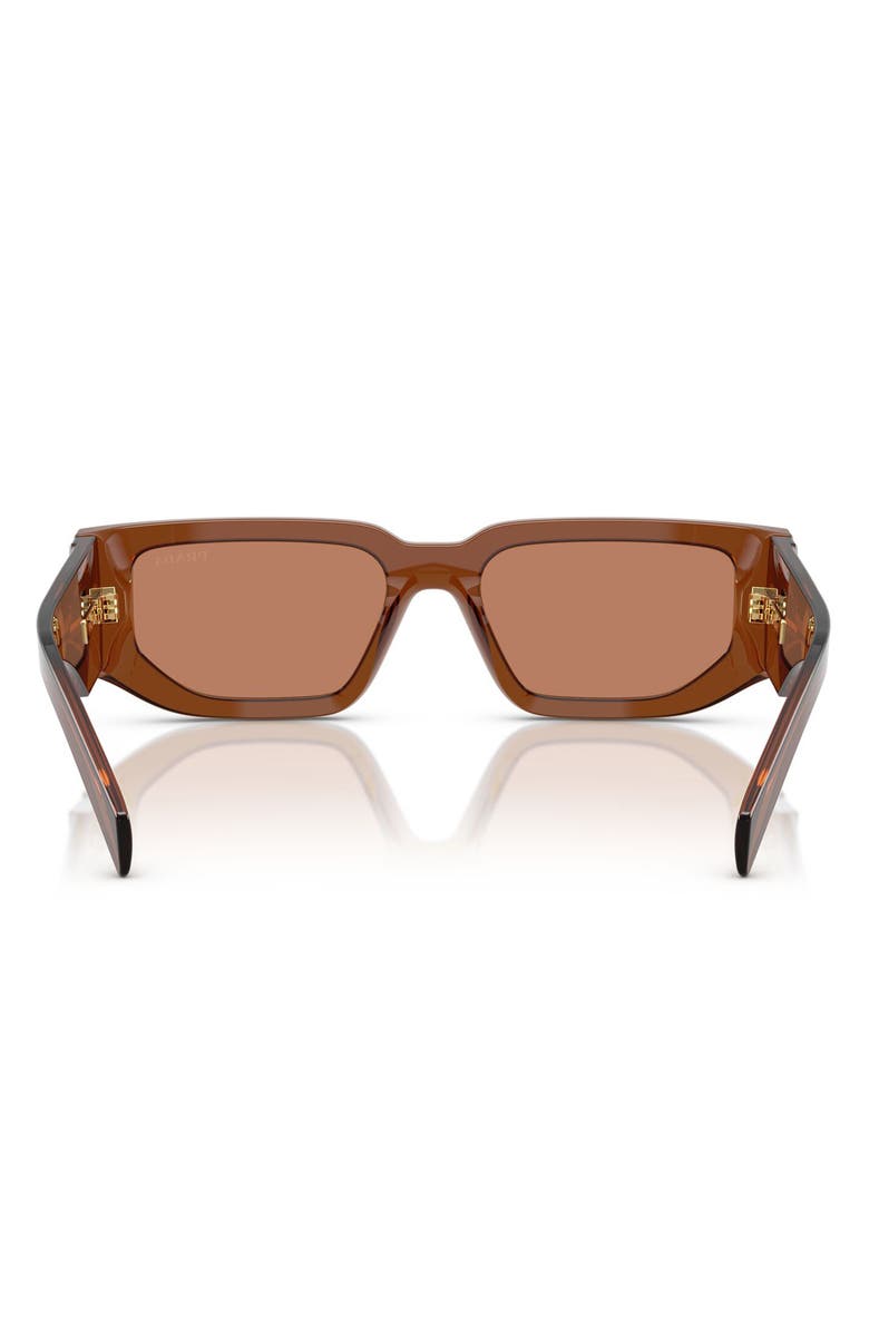 Prada 56mm Rectangular Sunglasses, Alternate, color, Dark Transparent / Brown