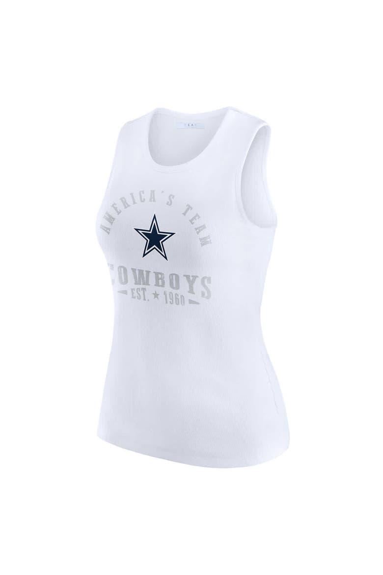 Women's WEAR by Erin Andrews  White Dallas Cowboys Ribbed Graphic Tank Top, Alternate, color, White