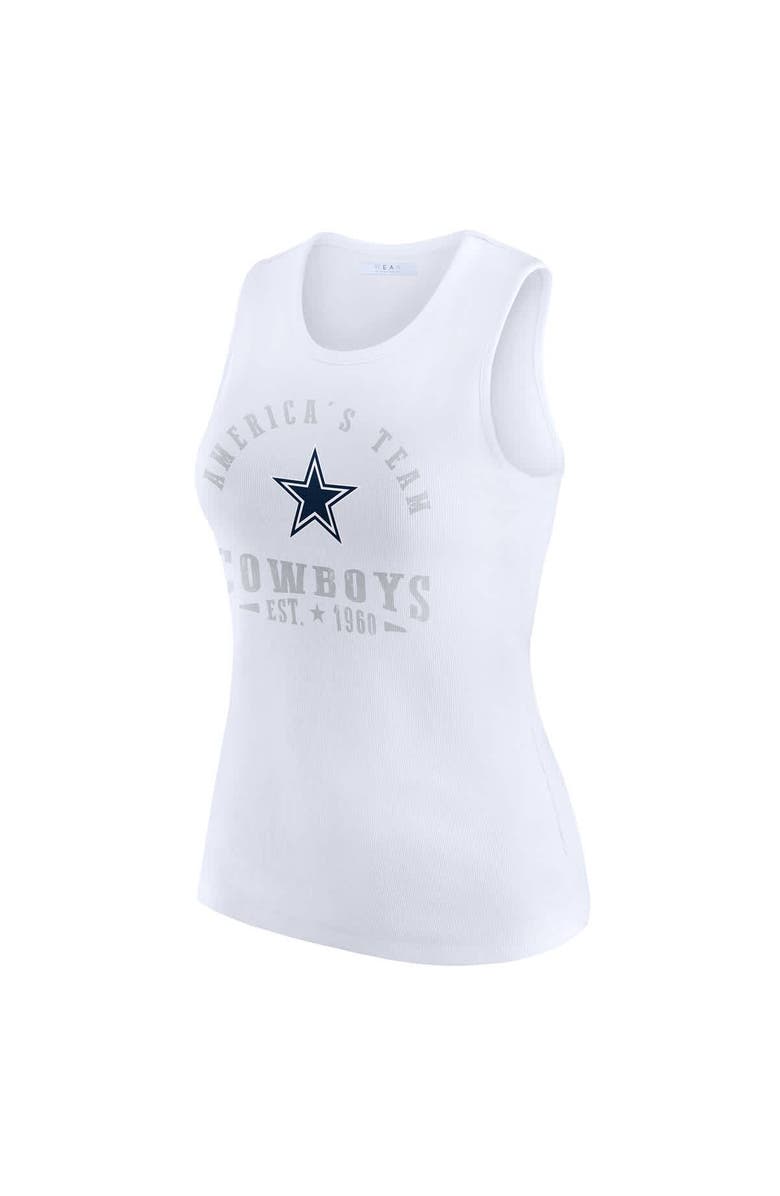 WEAR by Erin Andrews Women's WEAR by Erin Andrews White Dallas Cowboys Ribbed Graphic Tank Top, Alternate, color, White