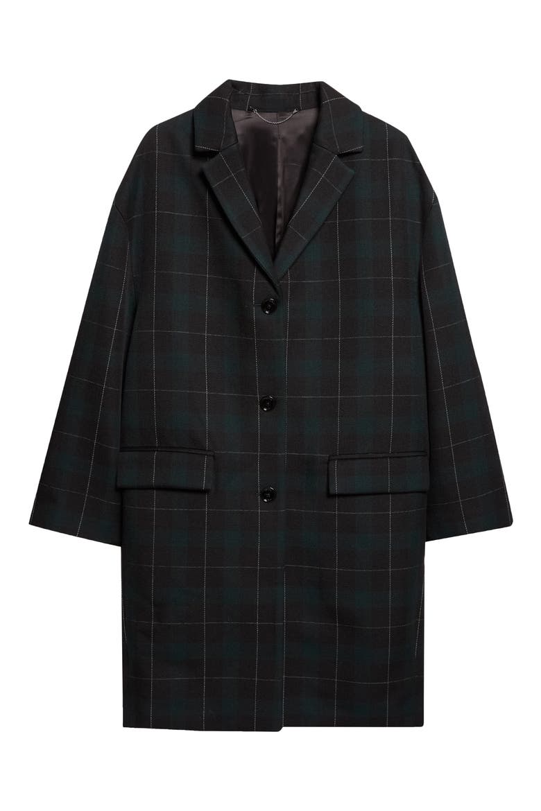 Plaid Wool Blend Coat, Main, color, PINE/ BLACK