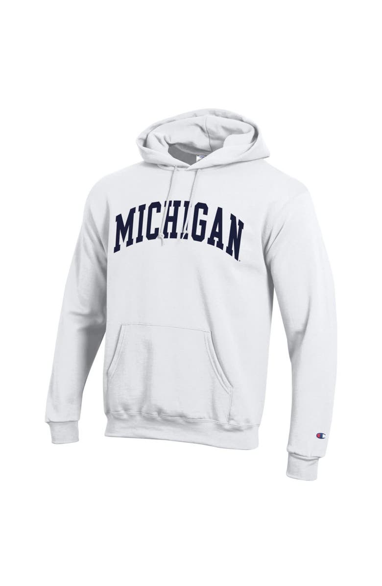 Champion Men's Champion  White Michigan Wolverines Basic Arch Fleece Pullover Hoodie, Alternate, color, White