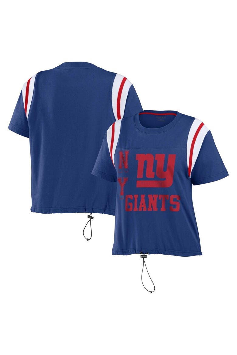Women's WEAR by Erin Andrews Royal New York Giants Cinched Colorblock T-Shirt, Main, color, Royal