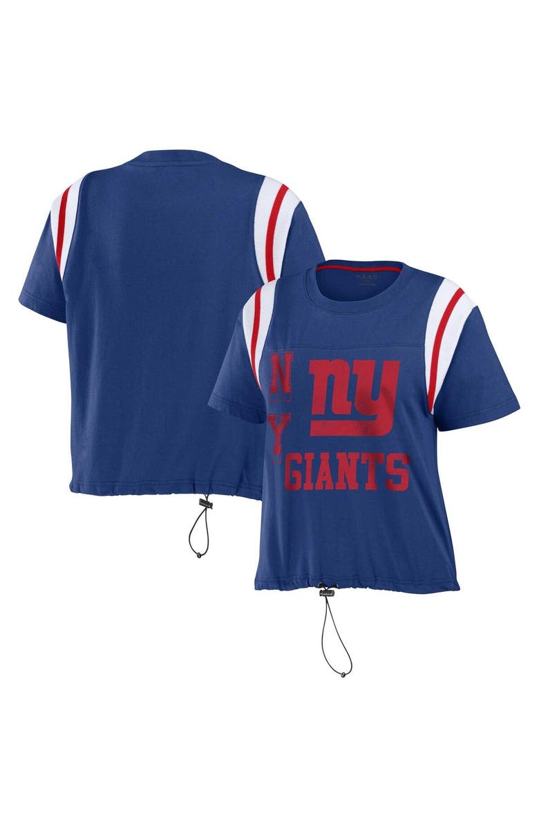 WEAR by Erin Andrews Women's WEAR by Erin Andrews Royal New York Giants Cinched Colorblock T-Shirt, Main, color, 