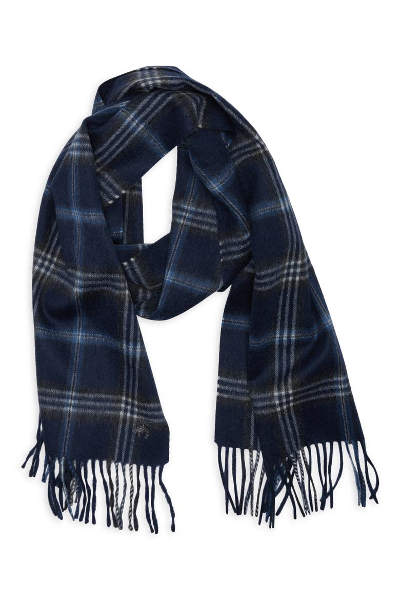 Wool & Cashmere Plaid Scarf, Main, color, NAVY