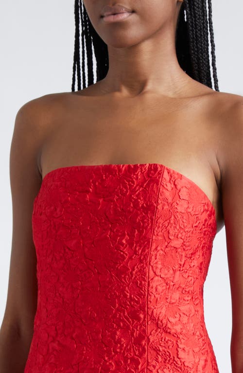 Alice And Olivia Alice + Olivia Velia Floral Brocade Strapless Minidress In Perfect Ruby