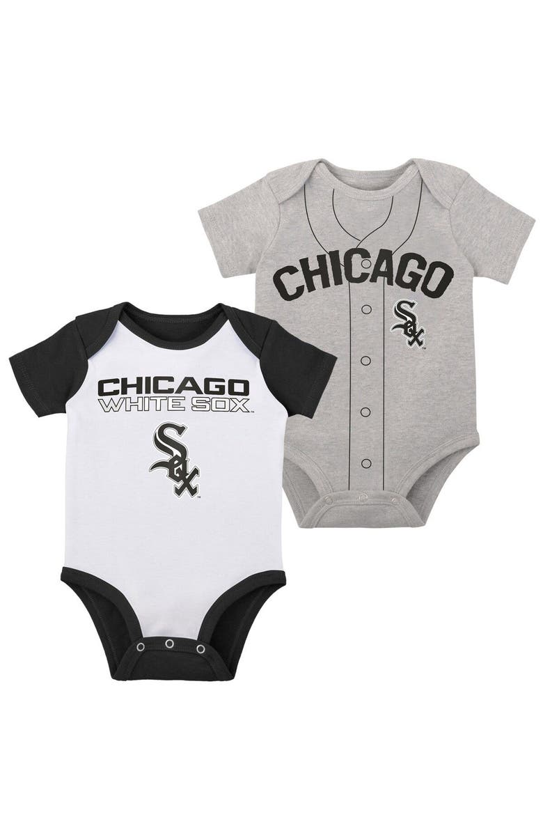 Outerstuff Newborn & Infant White/Heather Gray Chicago White Sox Little Slugger Two-Pack Bodysuit Set, Main, color, White