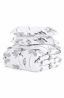 HOMESPUN Premium Down Alternative Magnolia Grey Patterned Comforter Set