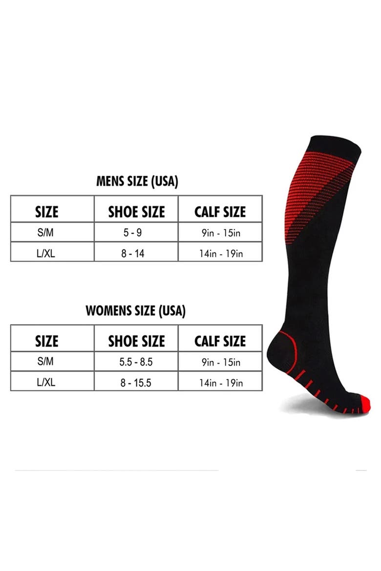 Gender Inclusive Assorted 6-Pack Athletic Graduated Compression Socks, Alternate, color, BLACK ASSORTED