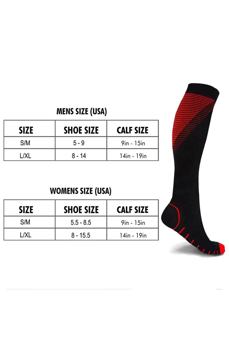 EXTREME FIT Gender Inclusive Assorted 6-Pack Athletic Graduated Compression Socks, Alternate, color, Black Assorted