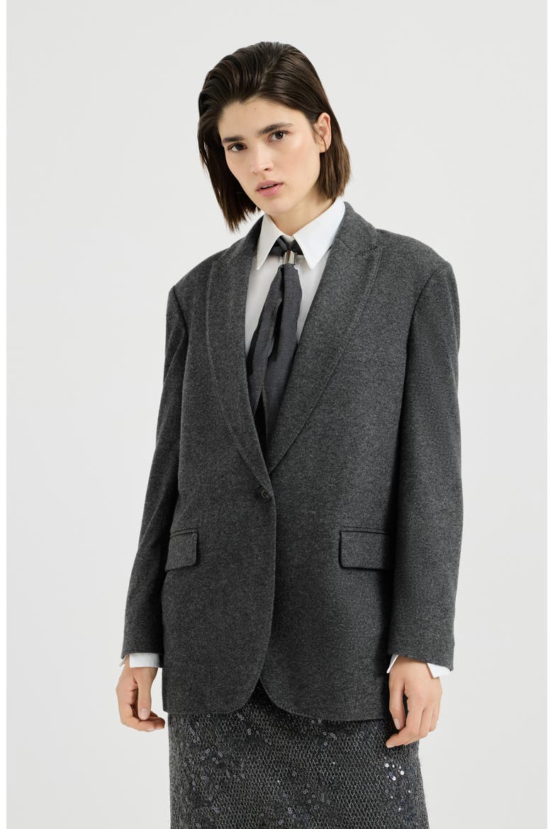 Cashmere jersey blazer with monili, Main, color, Anthracite