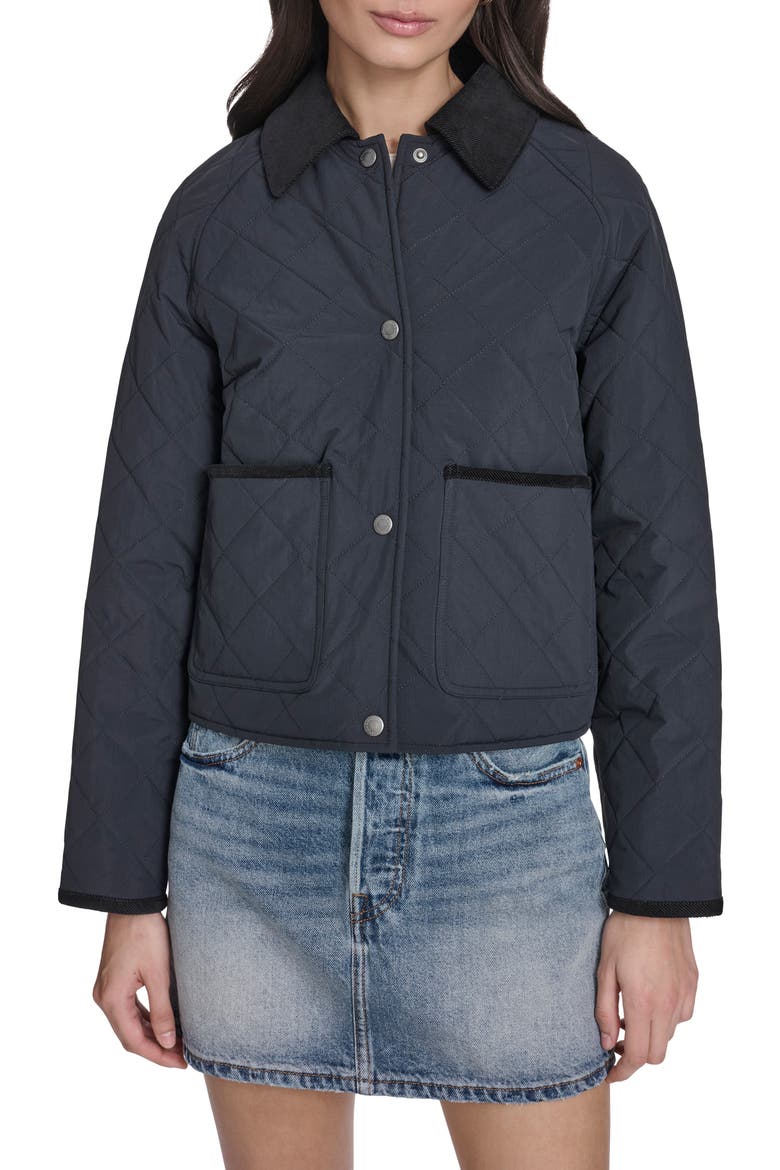 Quilted Barn Jacket, Main, color, BLACK