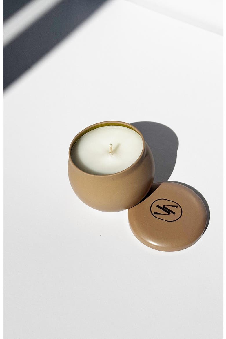 Mini Scented Travel Candle With Cotton Wick In Ganja Suede, Main, color, Soft White