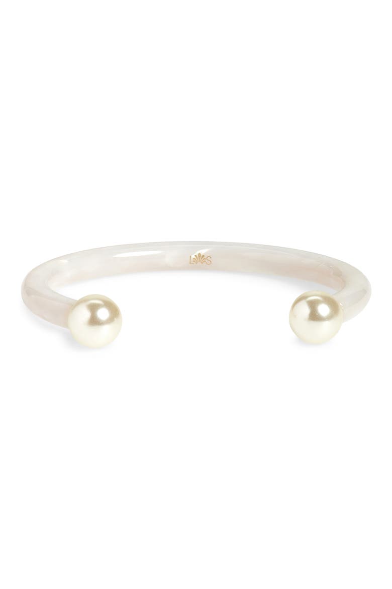 Slim Pearl End Cuff Bracelet, Main, color, HONEY