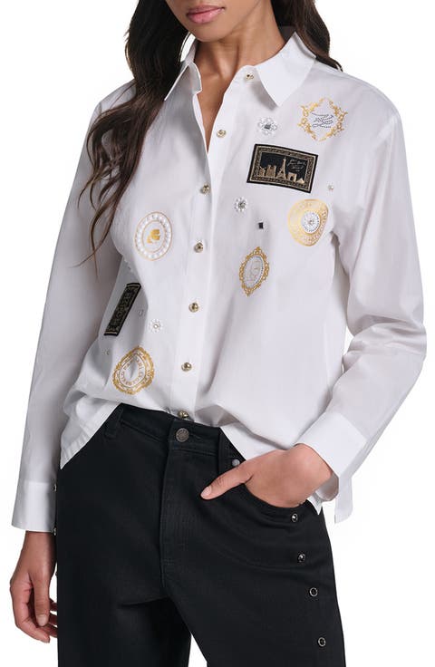 Embellished Patch Cotton Shirt