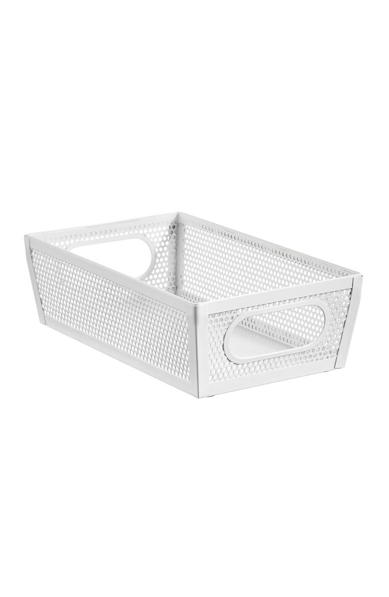 mDesign Perforated Metal Storage Bin with Handles - Set of 4 - Matte White, Alternate, color, White