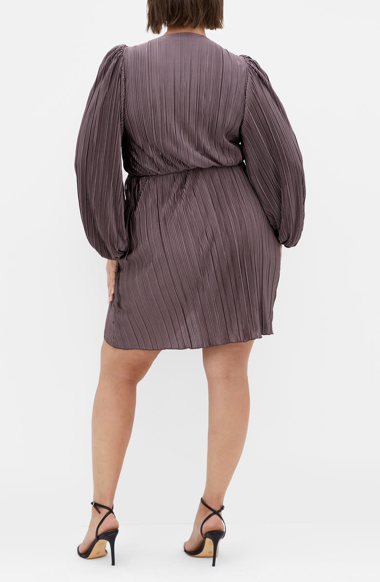 City Chic Kira Long Sleeve Wrap Dress, Alternate, color, Titanium