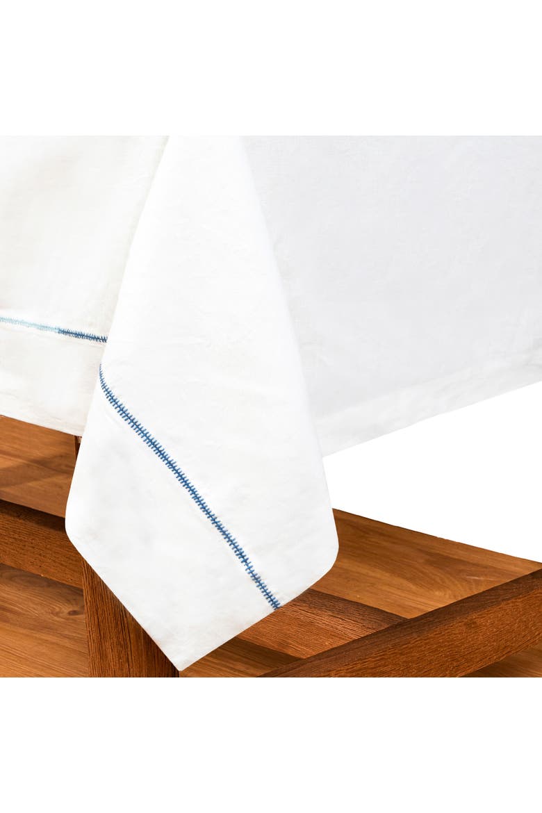 Embroidery Tablecloth, Main, color, White/Blue 60" x 90"