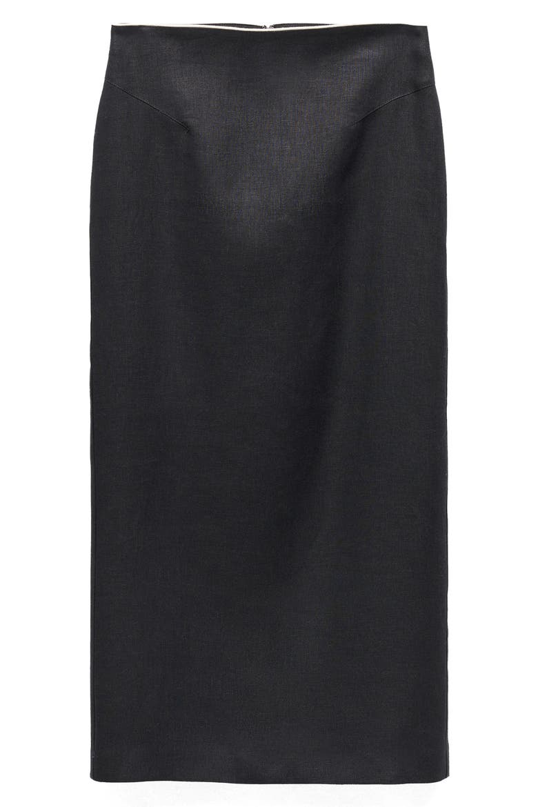 Back Slit Linen Skirt, Main, color, BLACK
