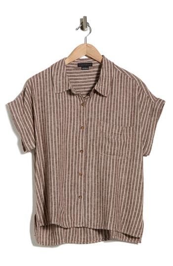 Sanctuary Cali Linen Blend Shirt In Brown
