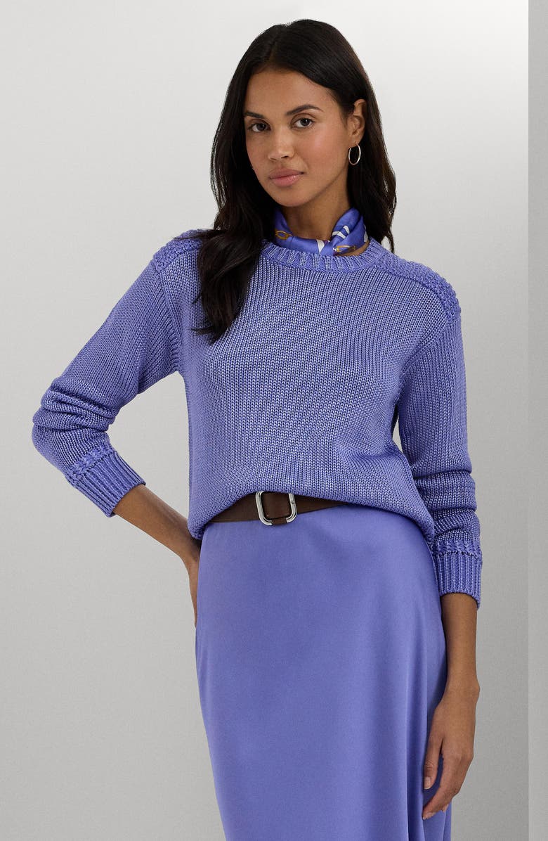 Lauren Ralph Lauren Cotton Blend Crewneck Sweater, Alternate, color, 